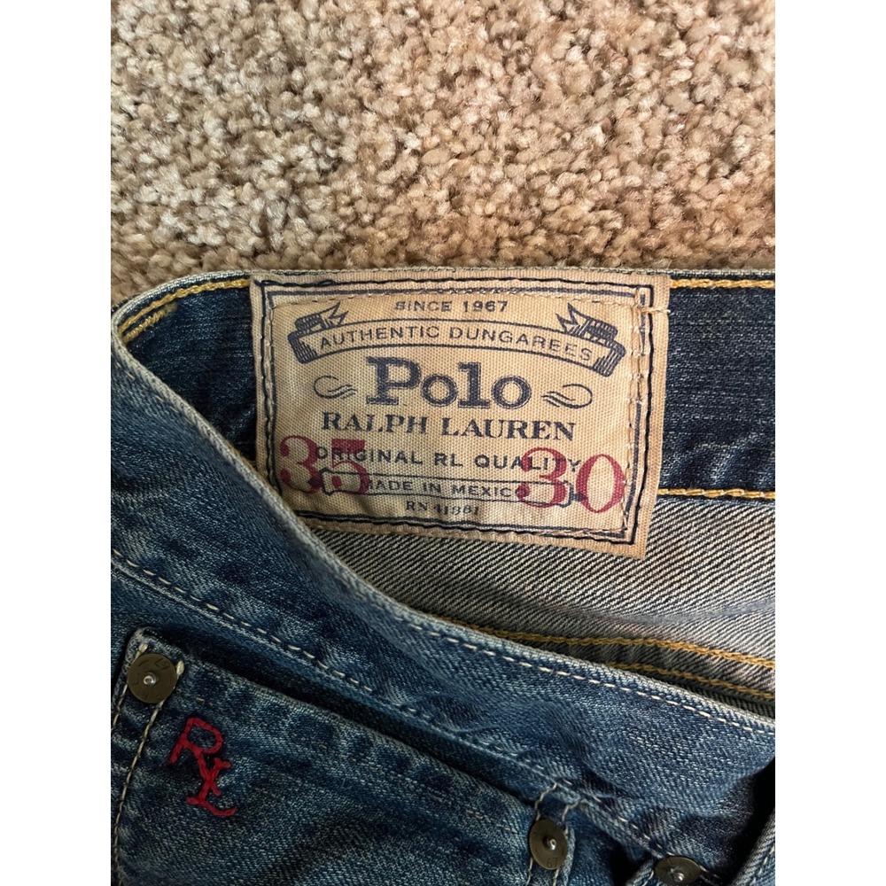 Polo Ralph Lauren Mens Hampton Straight Jeans 38x30 Blue Authentic Dungarees - Picture 4 of 9